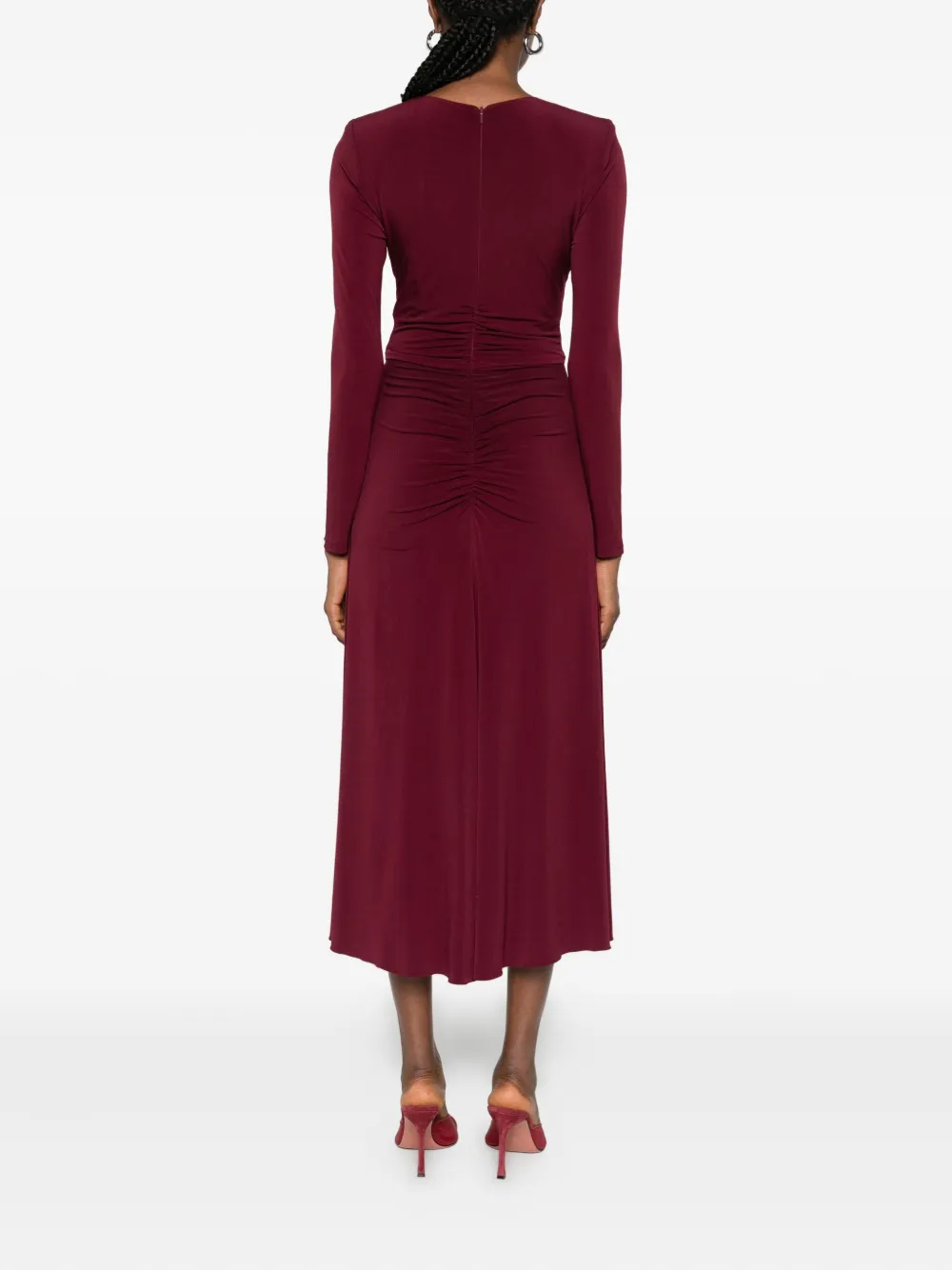 Nissa Twisted-front Dress In Burgundy