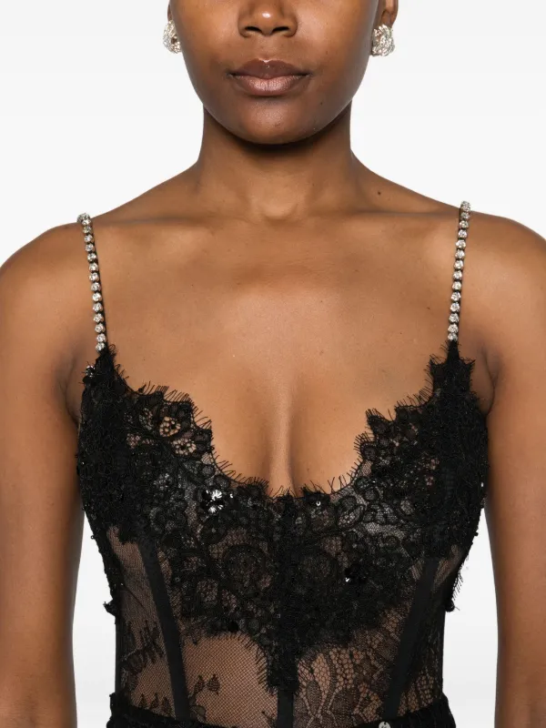 Nissa Floral-Embellished Lace Maxi Dress - Black