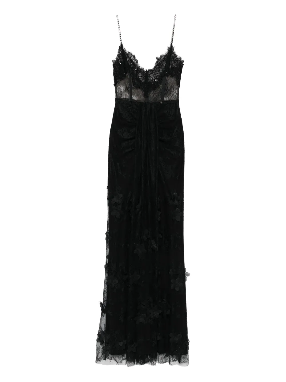 NISSA floral-embellished lace maxi dress | Black | Image 1