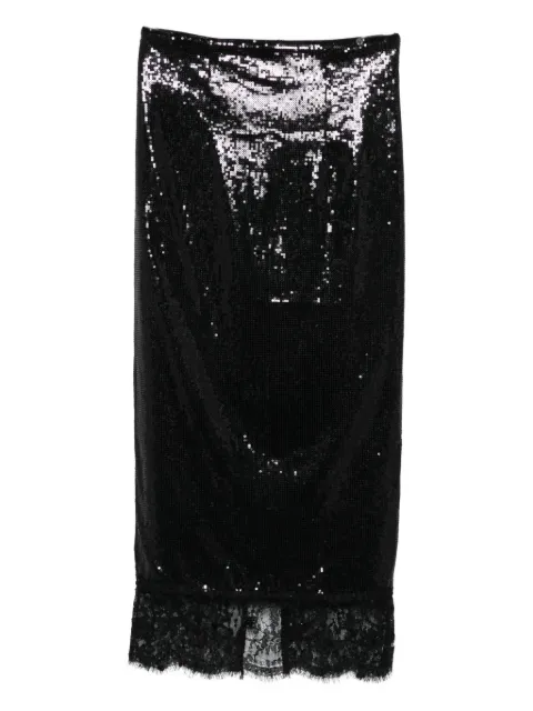 NISSA sequin-embellished lace-trim skirt