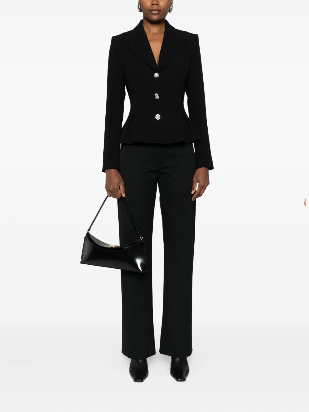 Nissa Crystal-embellished Single-breasted Blazer In Black