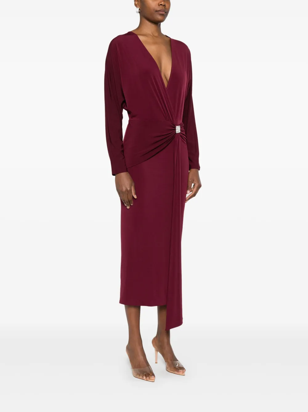 Nissa V-neck Wrap Dress In Red