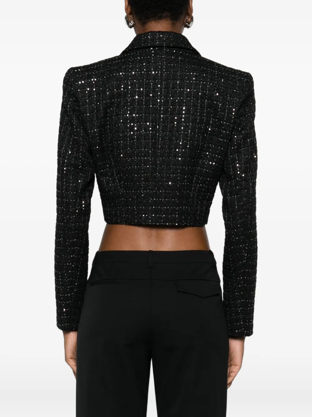 Nissa Sequin-embellished Buttoned Jacket In Black