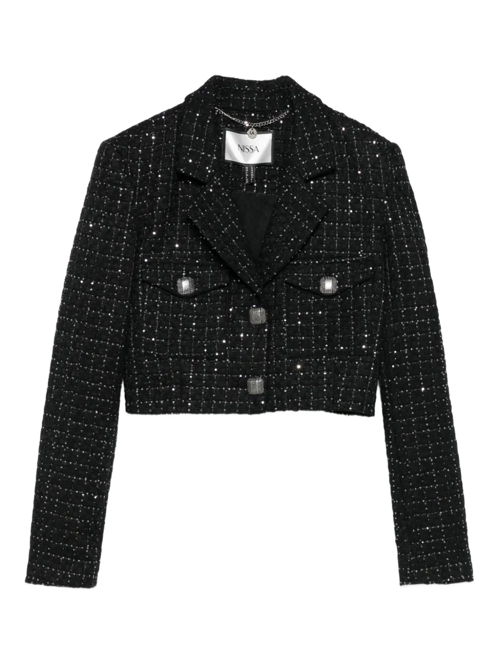 NISSA sequin-embellished buttoned jacket | Black | Image 1