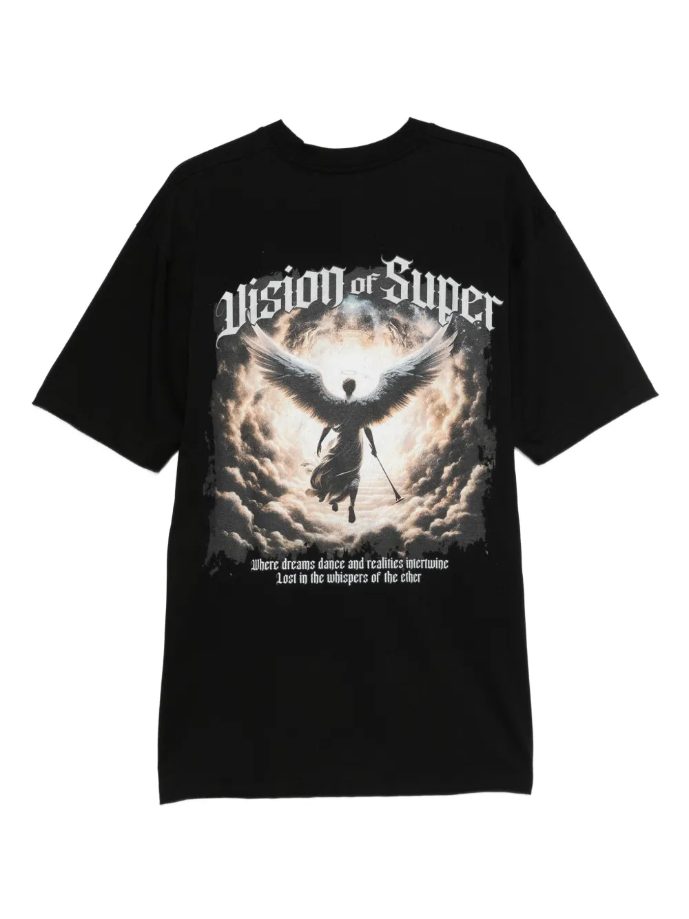 Vision Of Super angel-print T-shirt - Zwart