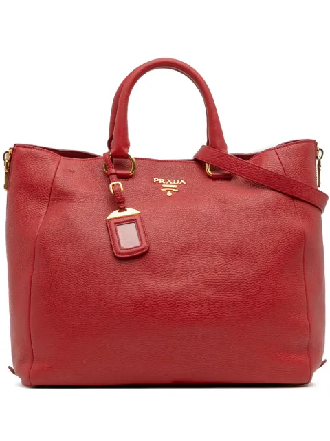 Prada Pre-Owned 2013-2025 Vitello Daino Side Zip Convertible Tote satchel
