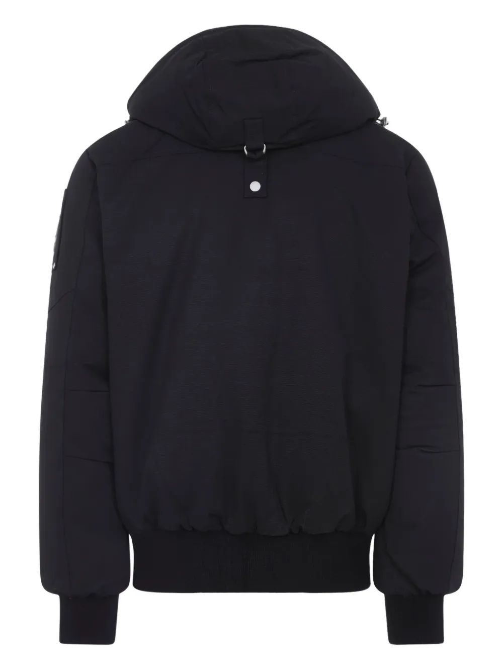 Moose Knuckles Hooded Bomber Jacket Ribbed Cuffs In Black
