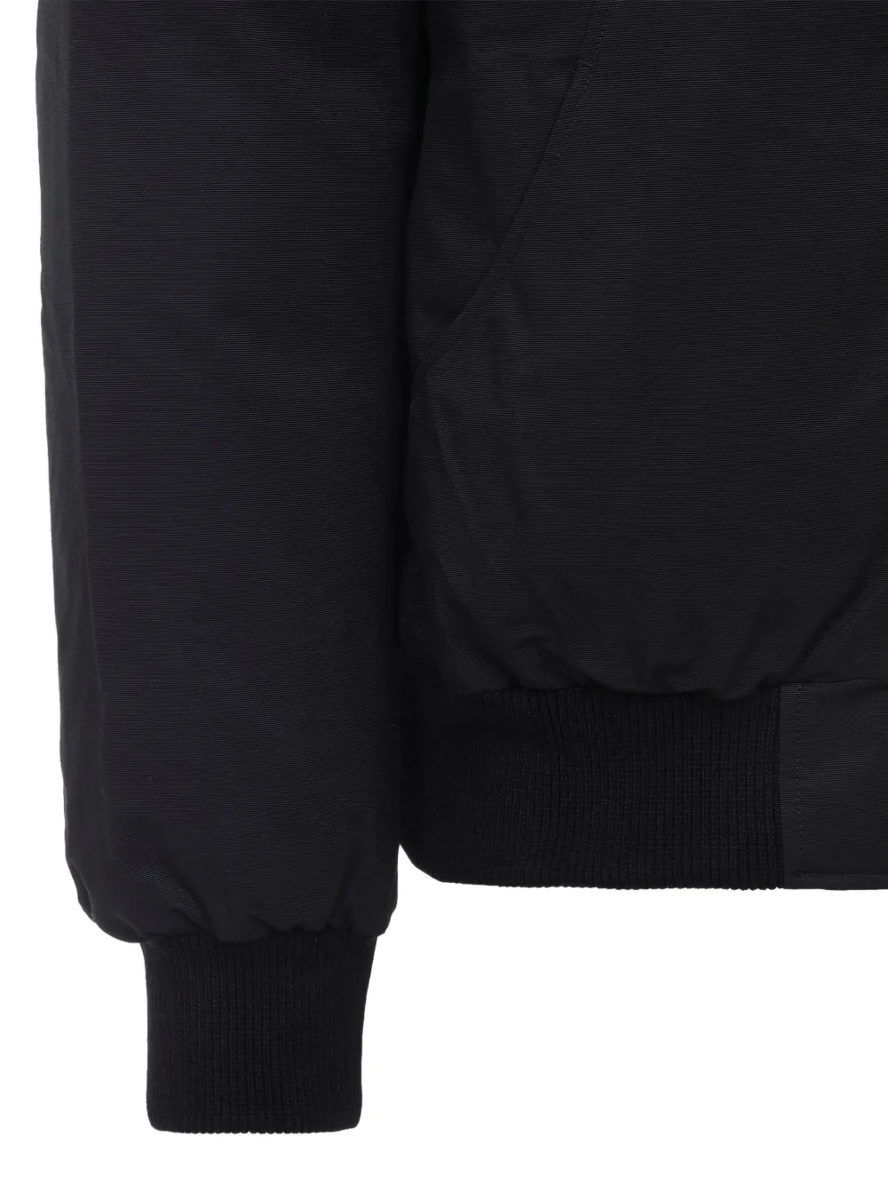 Moose Knuckles Hooded Bomber Jacket Ribbed Cuffs In Black
