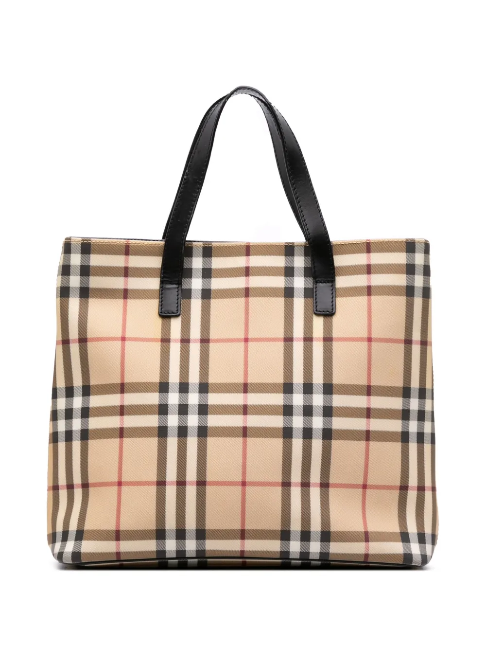 Pre-owned Burberry 2000-2017 House Check Coated Canvas Tote Bag In Brown