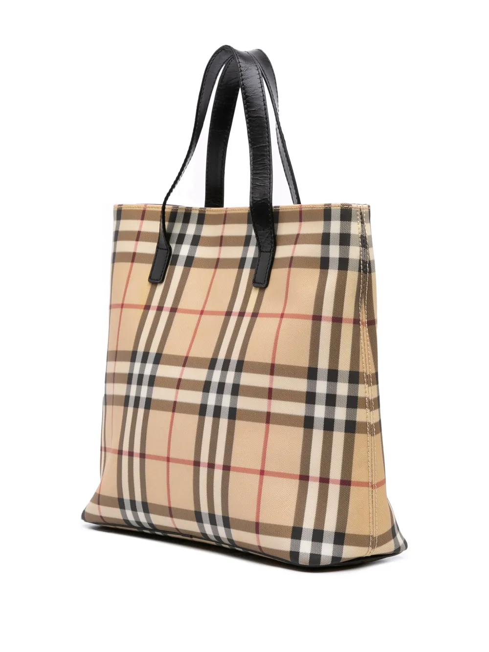 Pre-owned Burberry 2000-2017 House Check Coated Canvas Tote Bag In Brown