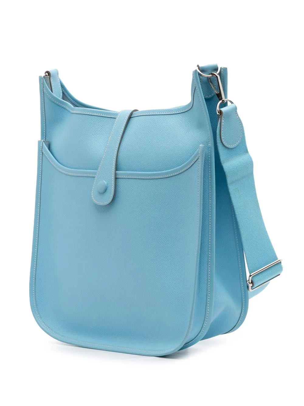 Pre-owned Hermes 2011 Clemence Evelyne Iii 33 Crossbody Bag In Blue