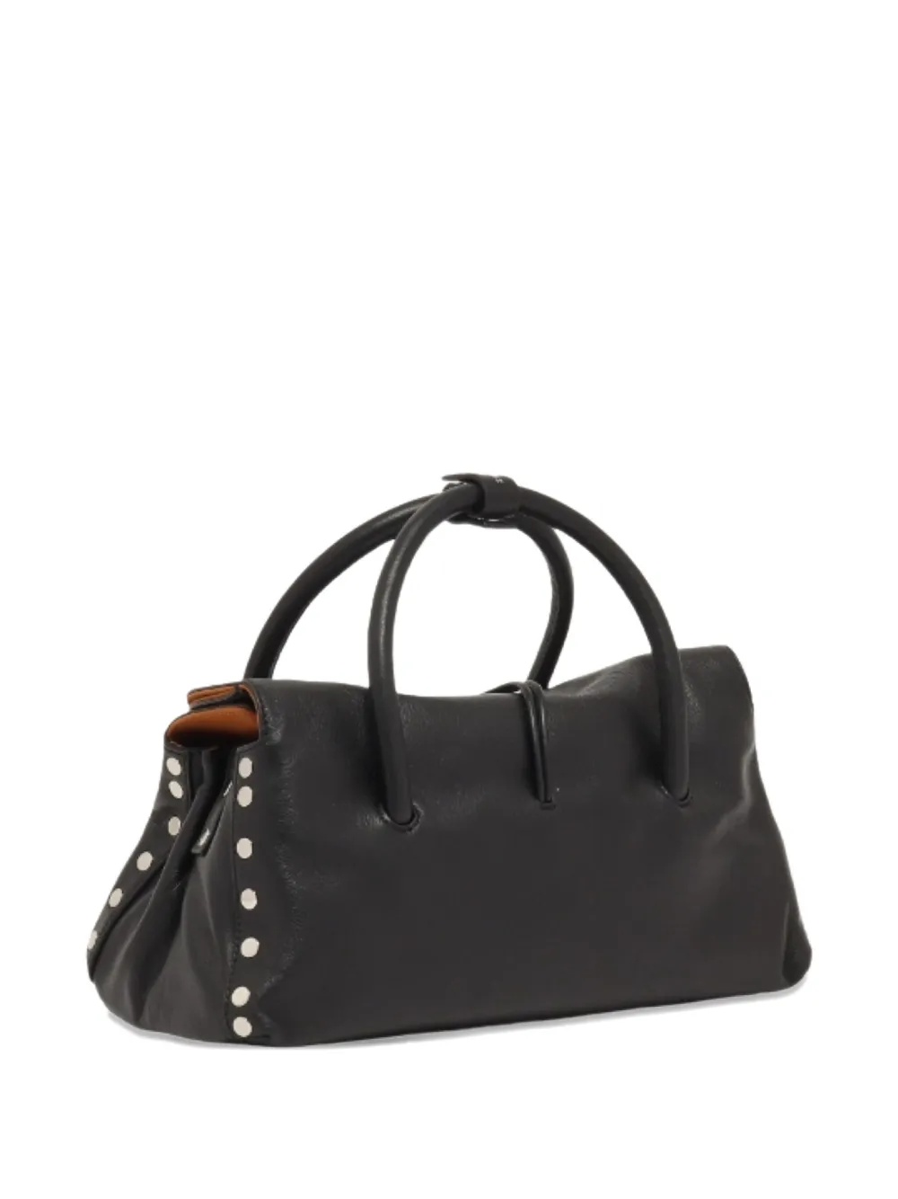 Zanellato studded top-handle shoulder bag - Zwart