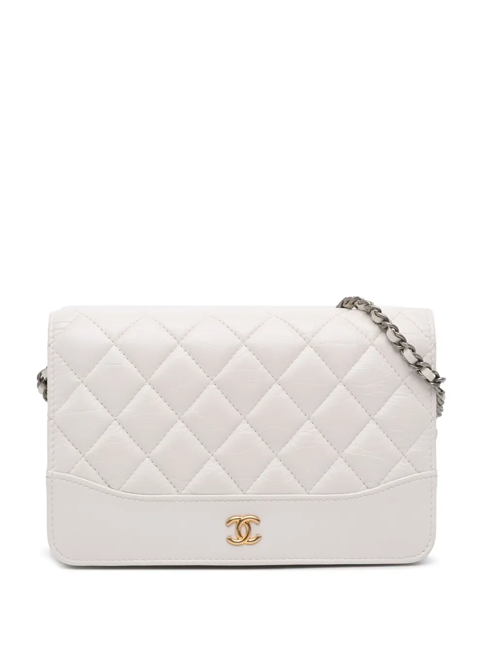 CHANEL Pre-Owned 2019 Quilted Aged Calfskin Gabrielle Wallet On Chain crossbody bag | White | Image 1