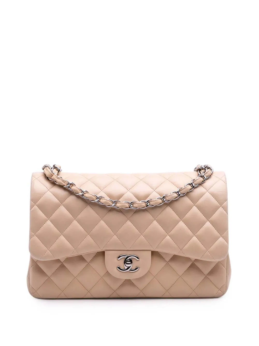 CHANEL Pre-Owned 2010-2011 ジャンボ クラシック ラムスキン ダブルフラップ ショルダーバッグ - ブラウン CHANEL Pre-Owned 2010-2011 ジャンボ クラシック ラムスキン ダブルフラップ ショルダーバッグ - ブラウン