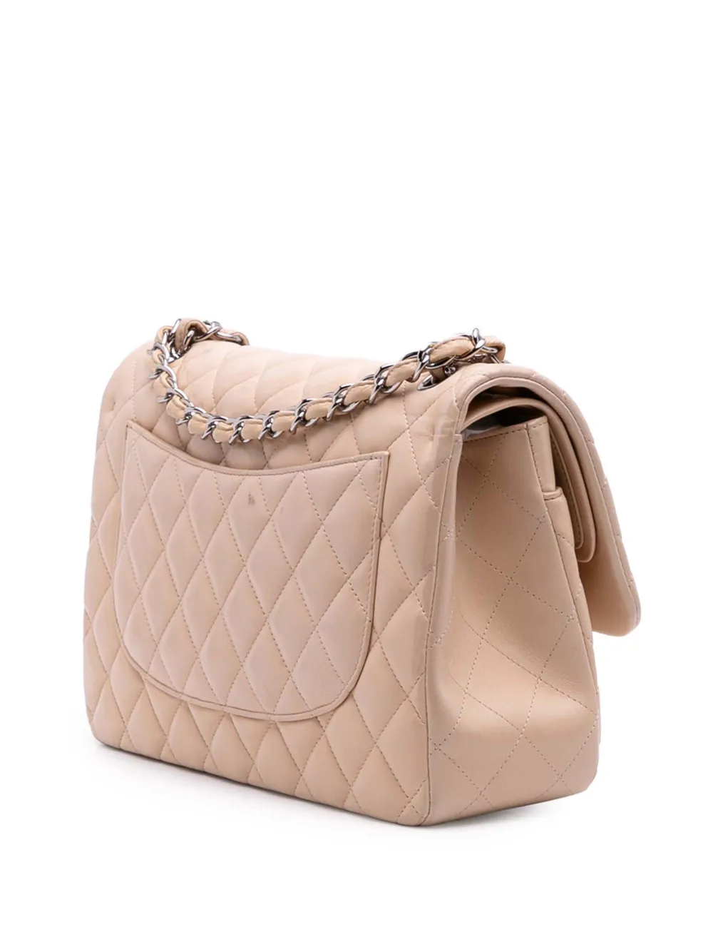 Pre-owned Chanel 2010-2011 Jumbo Classic Lambskin Double Flap Shoulder Bag In Brown