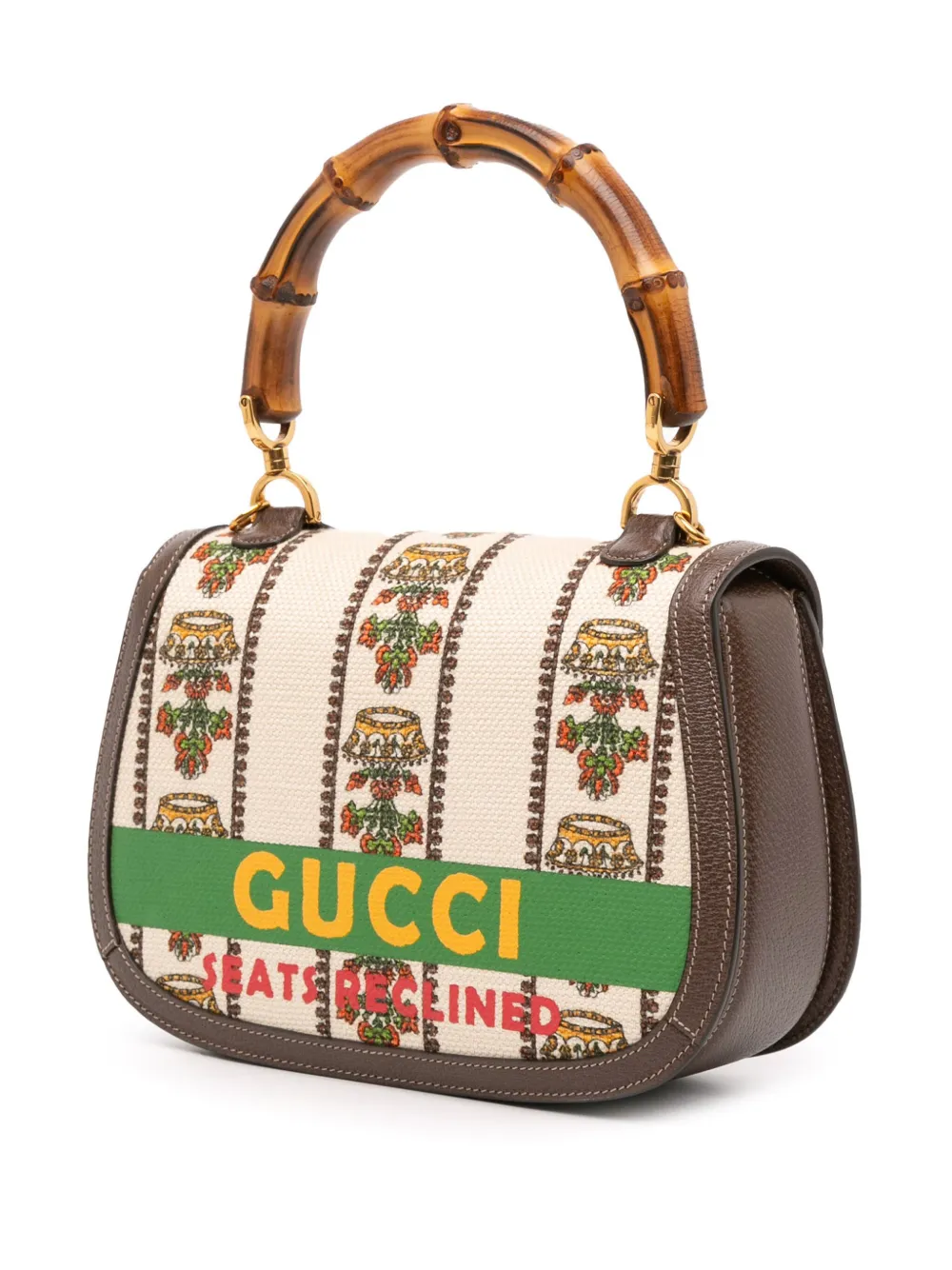 Pre-owned Gucci 2016-2025 100th Anniversary Medium Canvas 1947 Bamboo Top Handle Bag Satchel In Brown