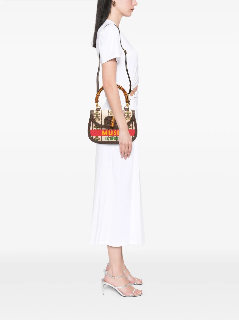Gucci Pre-Owned 2016-2025 100th Anniversary Medium Canvas 1947 Bamboo Top Handle Bag satchel | Pre-Owned | Image 2