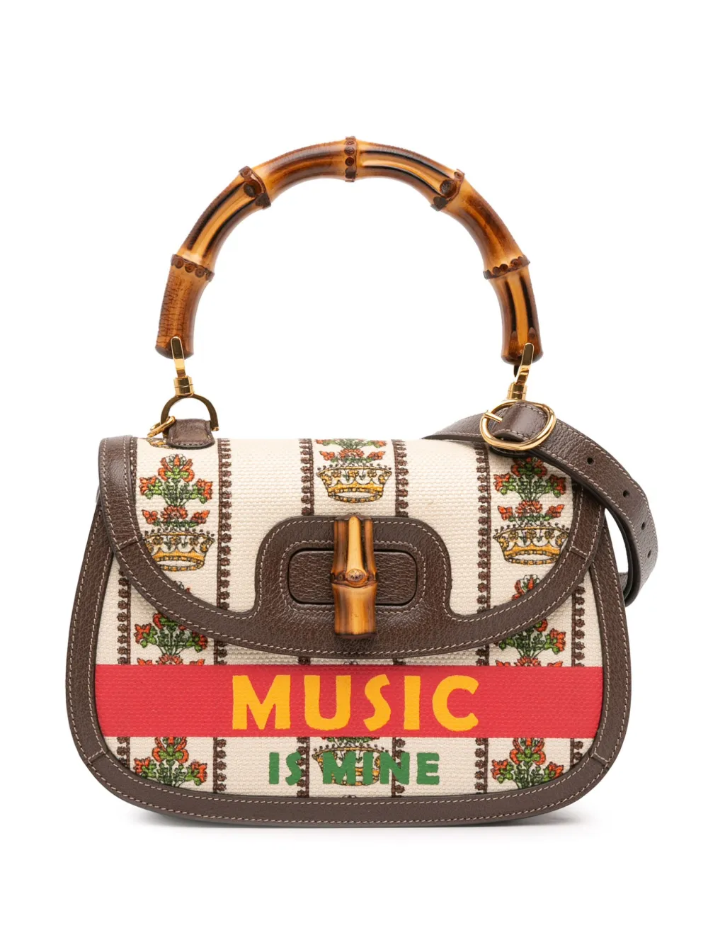 Gucci Pre-Owned 2016-2025 100th アニバーサリー ミディアム キャンバス 1947 バンブー トップハンドル Gucci Pre-Owned 2016-2025 100th アニバーサリー ミディアム キャンバス 1947 バンブー トップハンドル