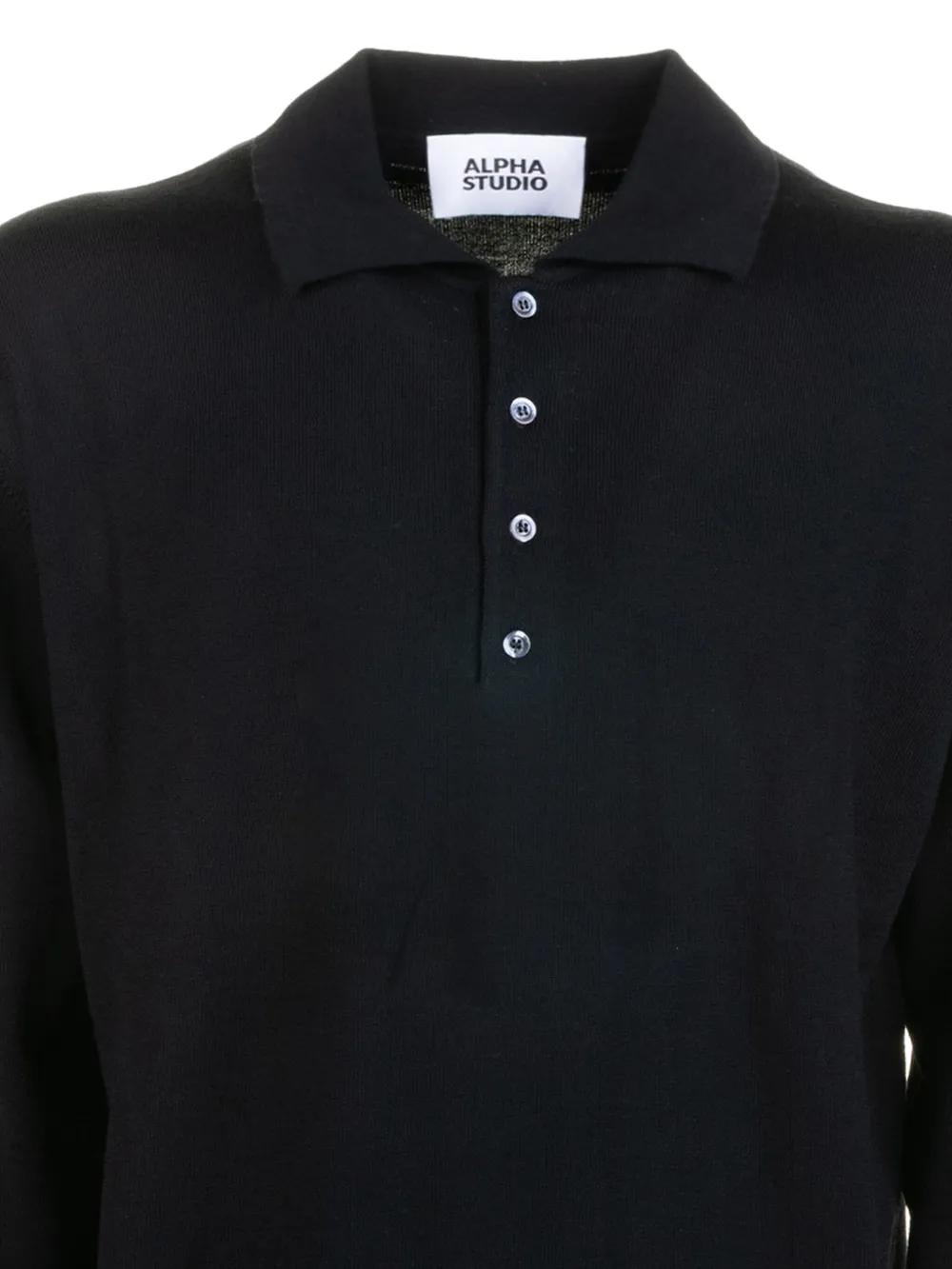 ALPHA STUDIO Poloshirt van merinowol met lange mouwen - Blauw