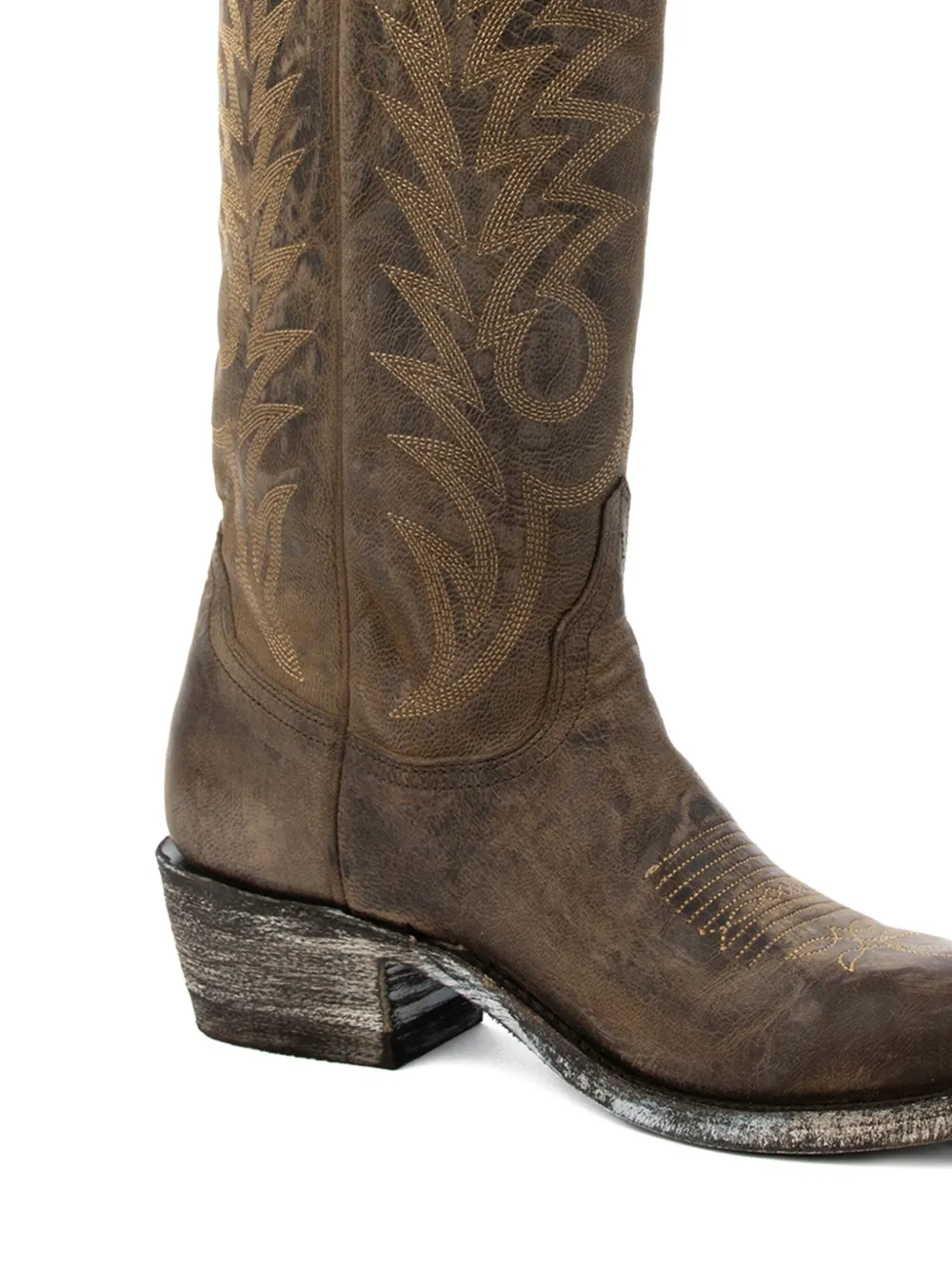 Mexicana Embroidered Leather Cowboy Boots In Brown