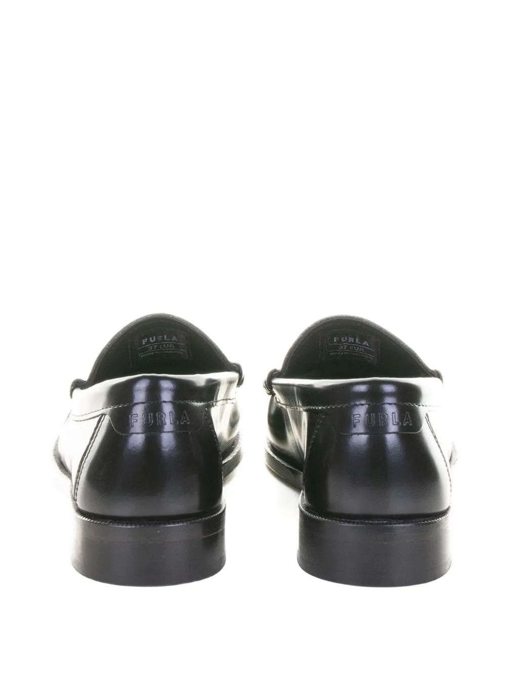 Furla Leren penny loafers Zwart