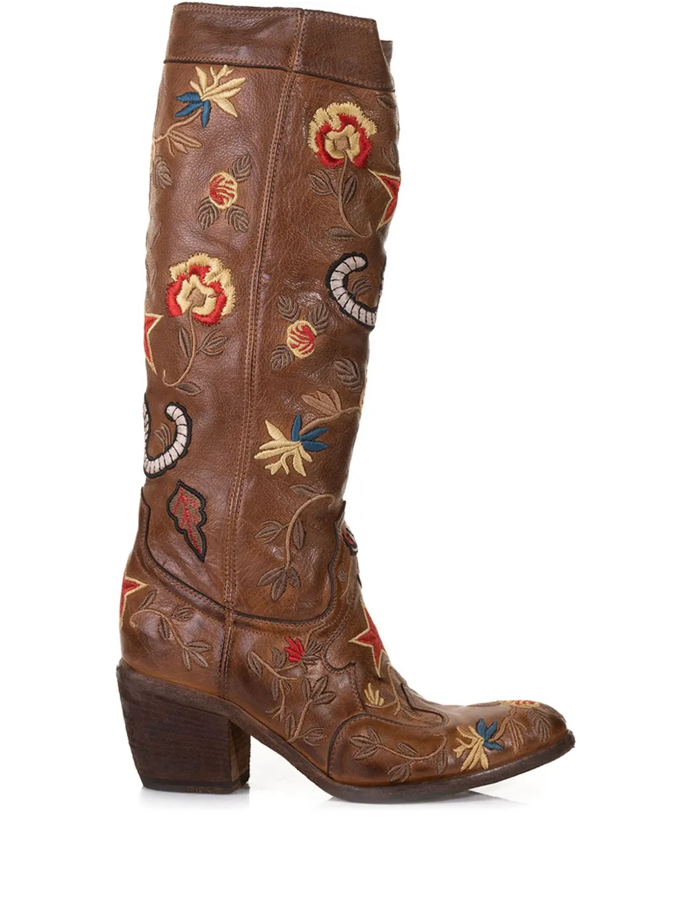 Fauzian Jeunesse embroidered-details leather boots Brown