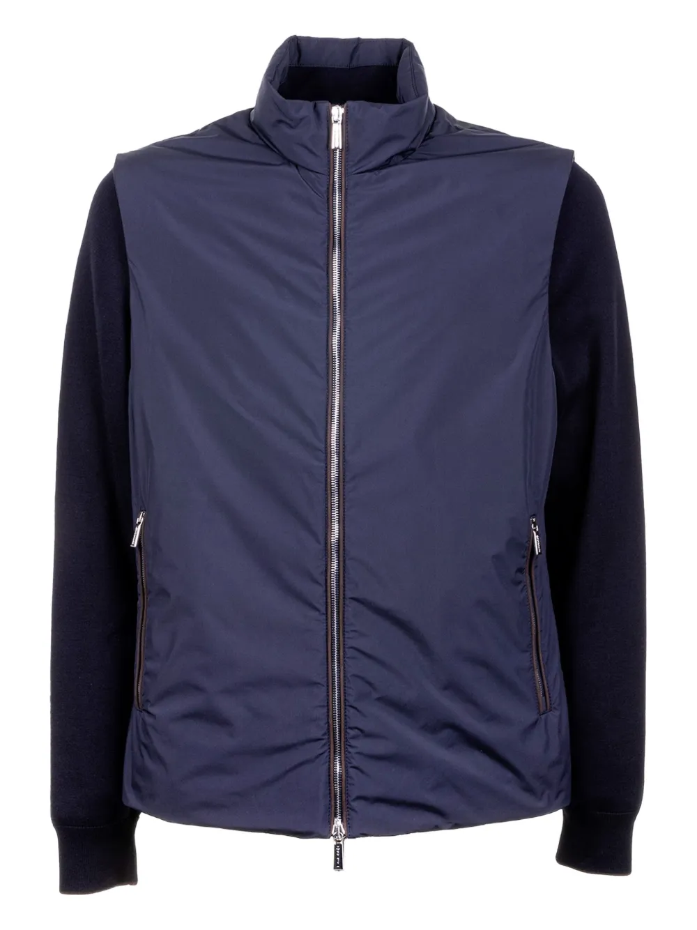 Moorer zip-up knitted-sleeve jacket - Blu