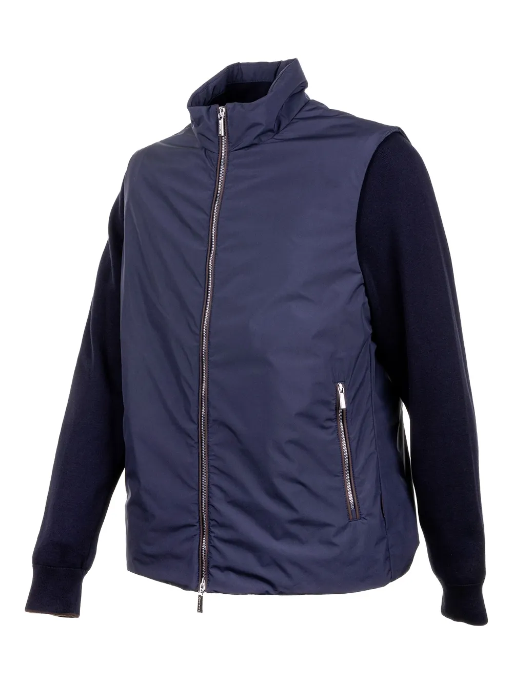 Moorer Jack met rits en gebreide mouwen Blauw