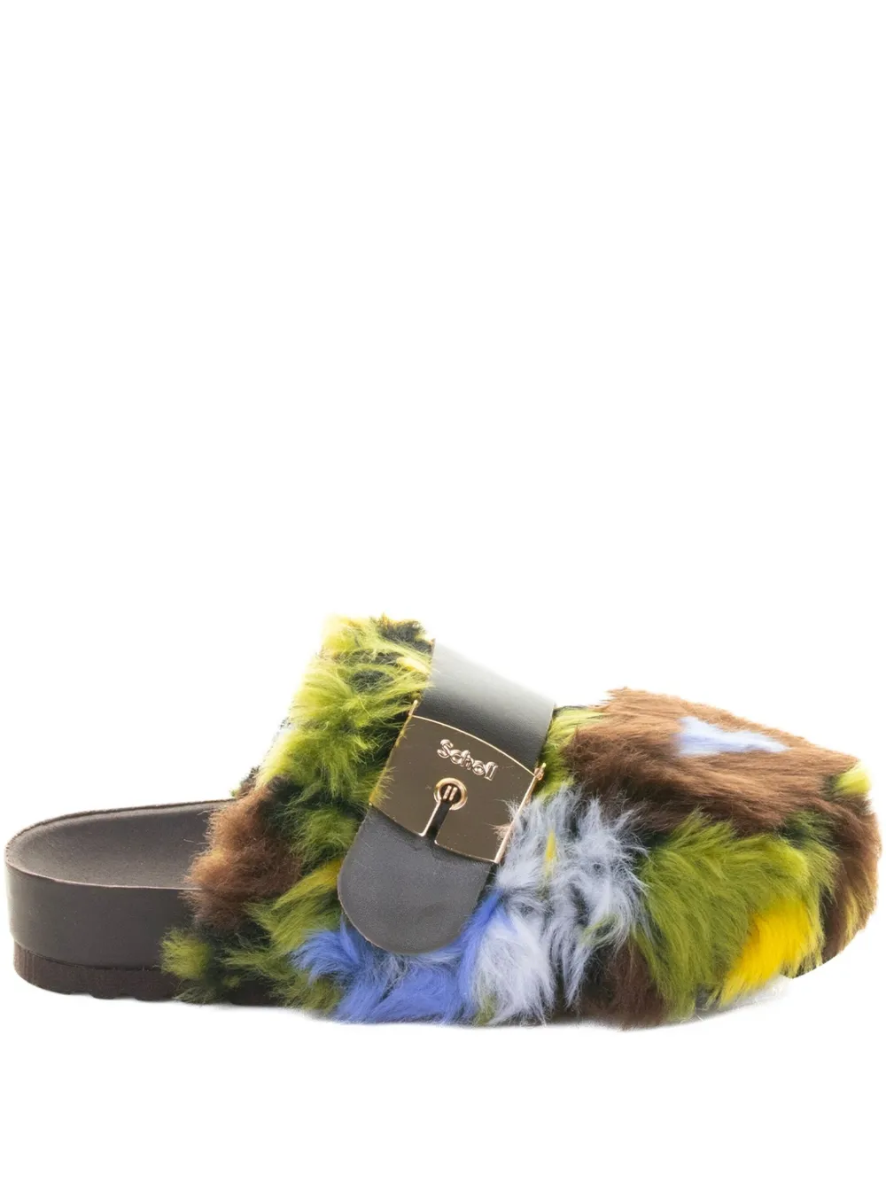Scholl 35mm embellished heeled mules Green