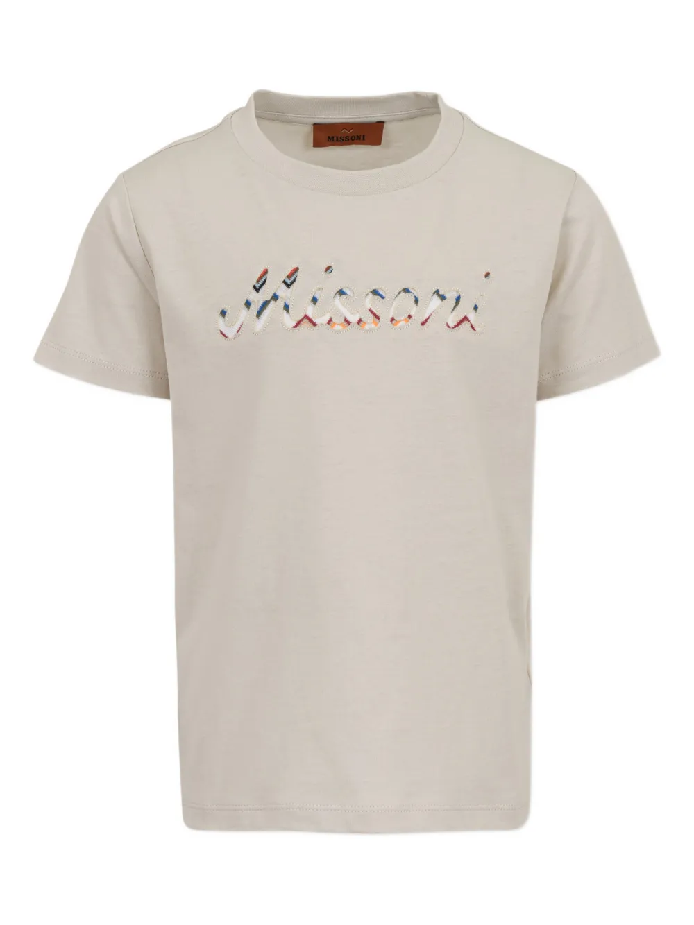 Missoni Kids logo-detail cotton T-shirt - Toni neutri