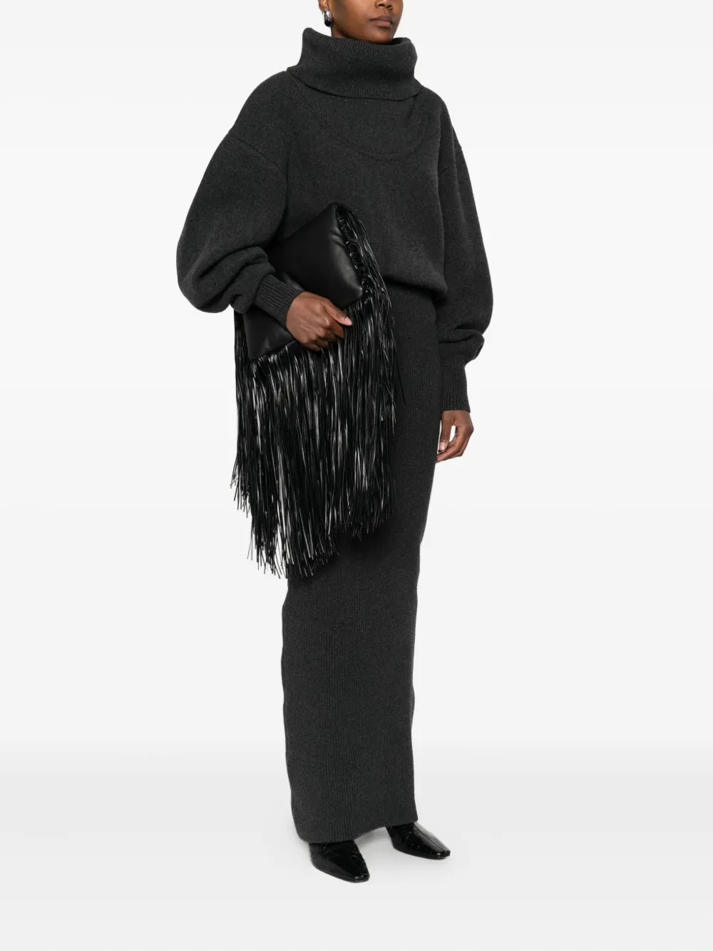 Sportmax Shopper met franje - NERO