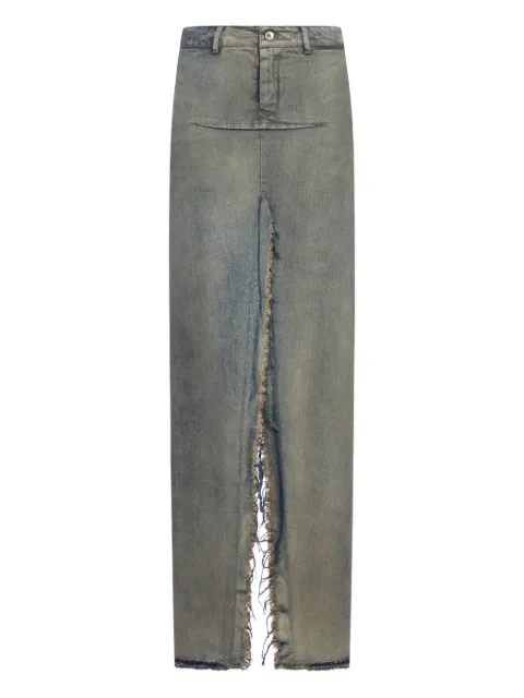 Rick Owens frayed denim skirt