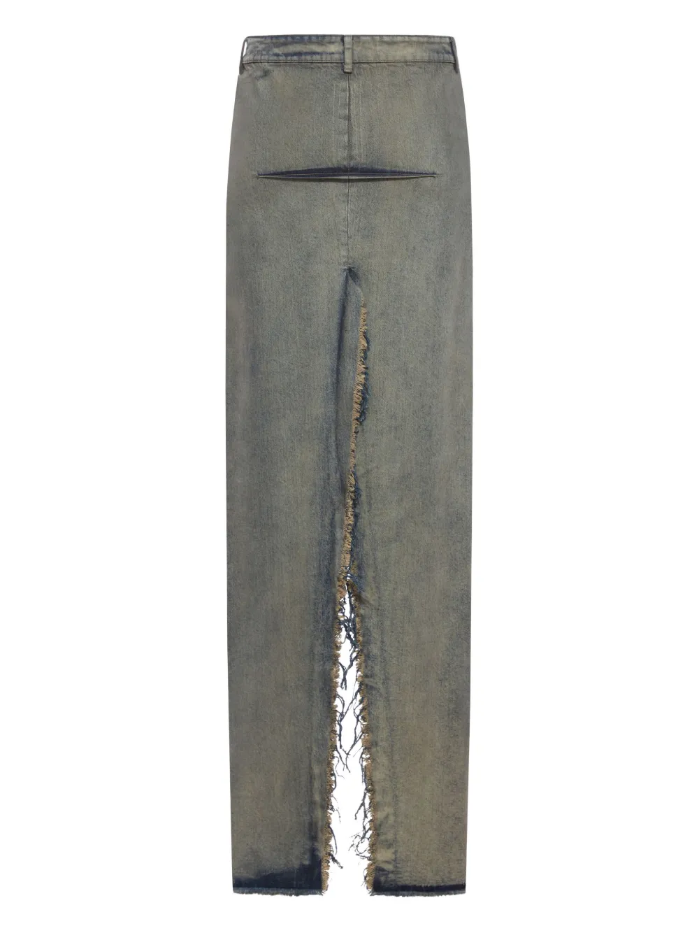 Rick Owens Sliced Cotton Denim Skirt In Gray