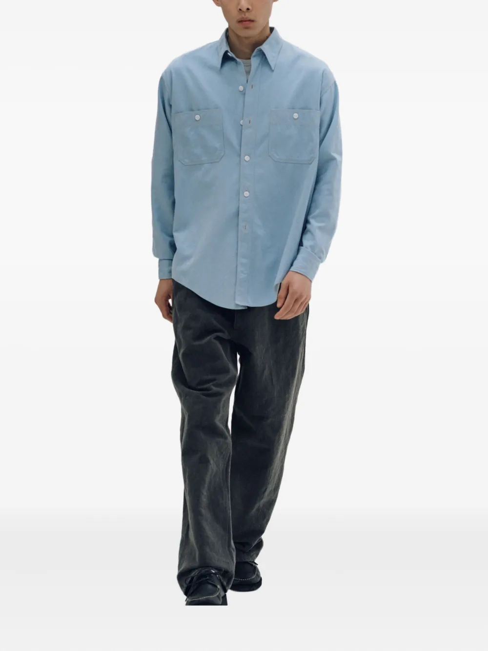 Kaptain Sunshine Overhemd met dubbele zak en lange mouwen - Blauw