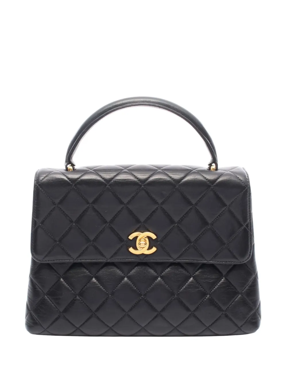CHANEL Pre-Owned 1996-1997 ミディアム ラムスキン ケリー トップハンドル ハンドバッグ - ブラック CHANEL Pre-Owned 1996-1997 ミディアム ラムスキン ケリー トップハンドル ハンドバッグ - ブラック