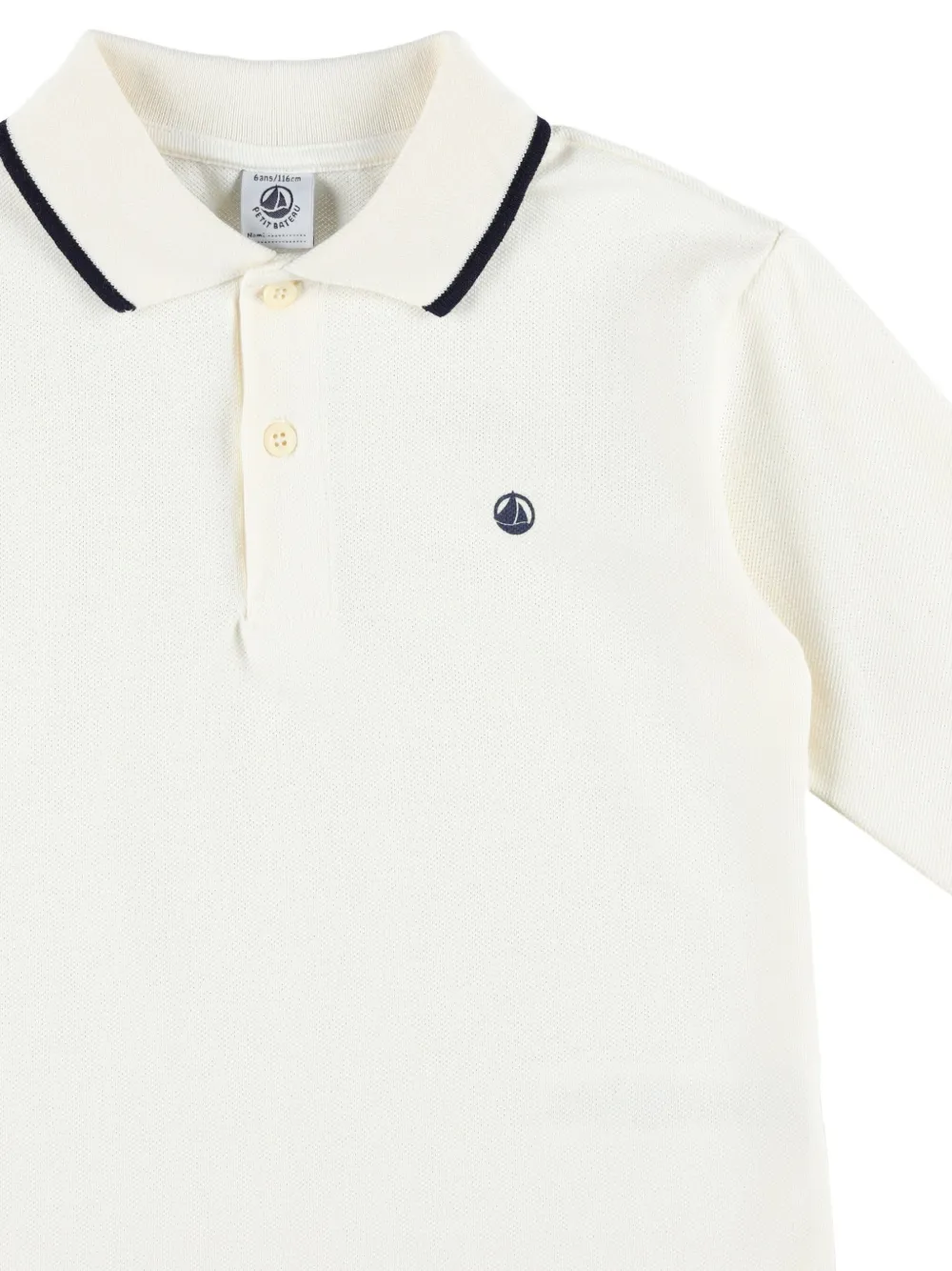 Petit Bateau Poloshirt met lange mouwen Wit