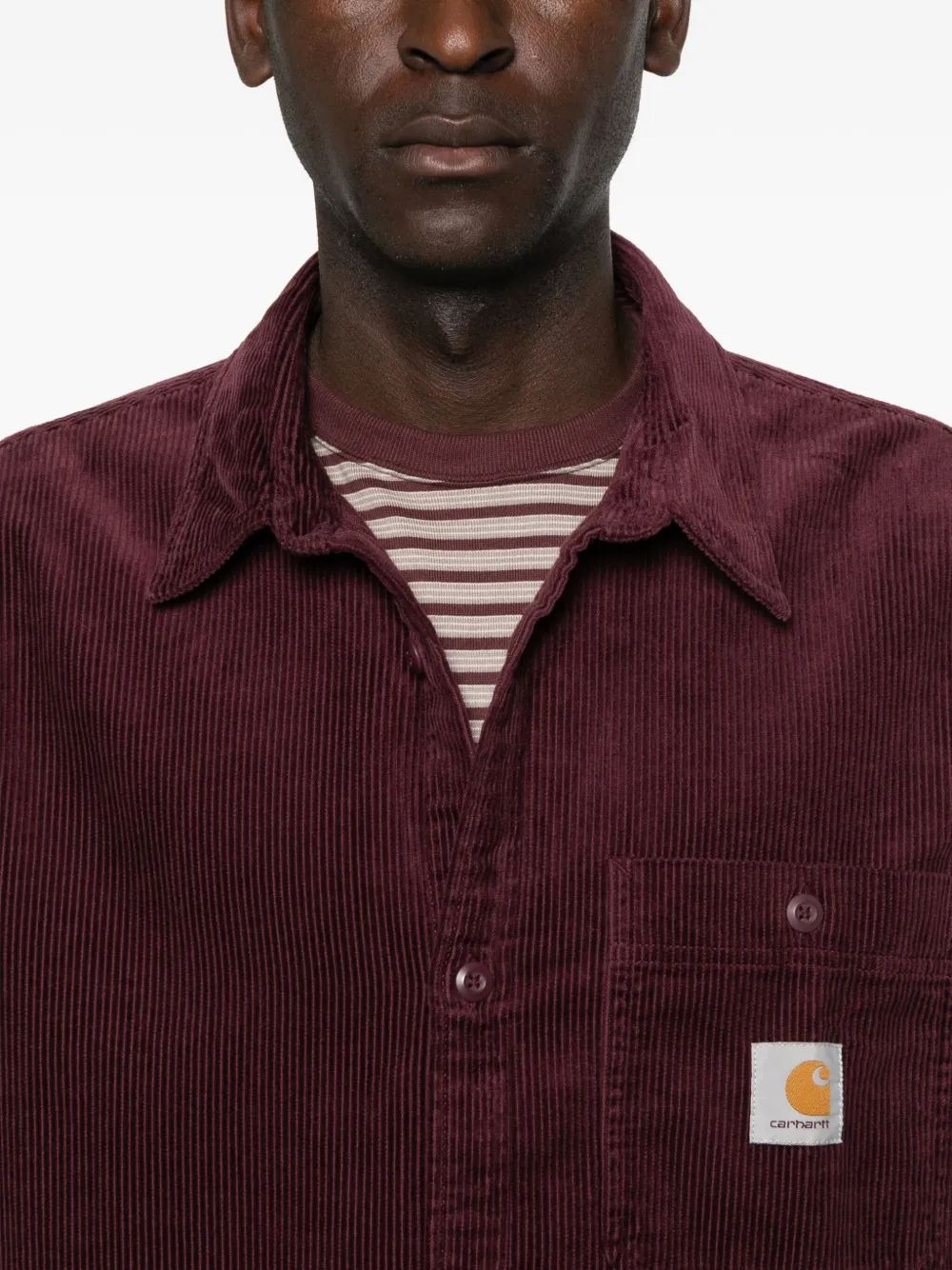 Carhartt Corduroy Shirt In Burgundy