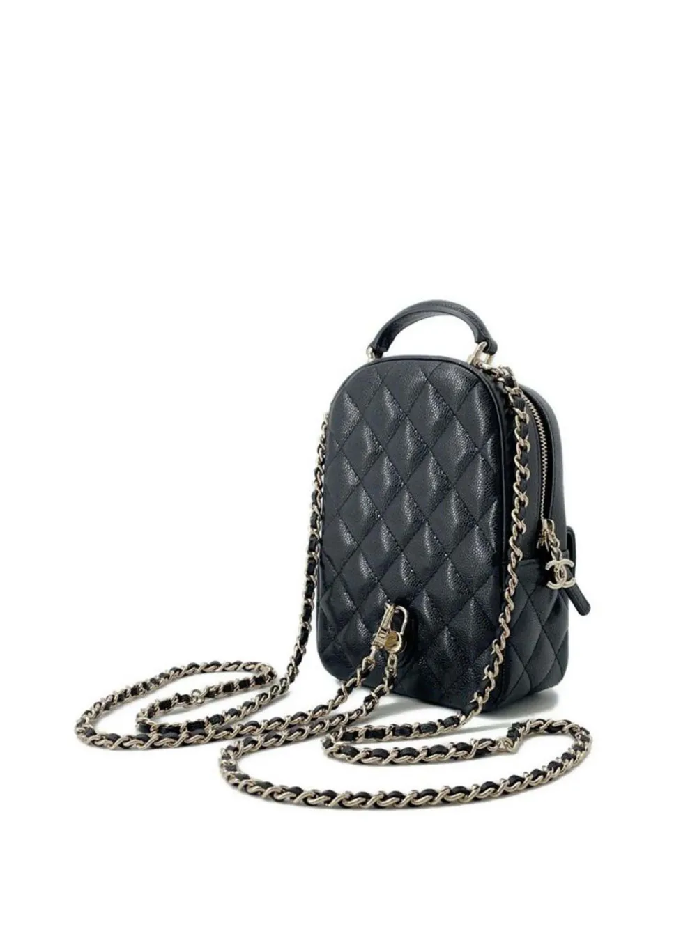 CHANEL Pre-Owned 2021-2025 Mini CC Quilted Caviar Backpack | Black