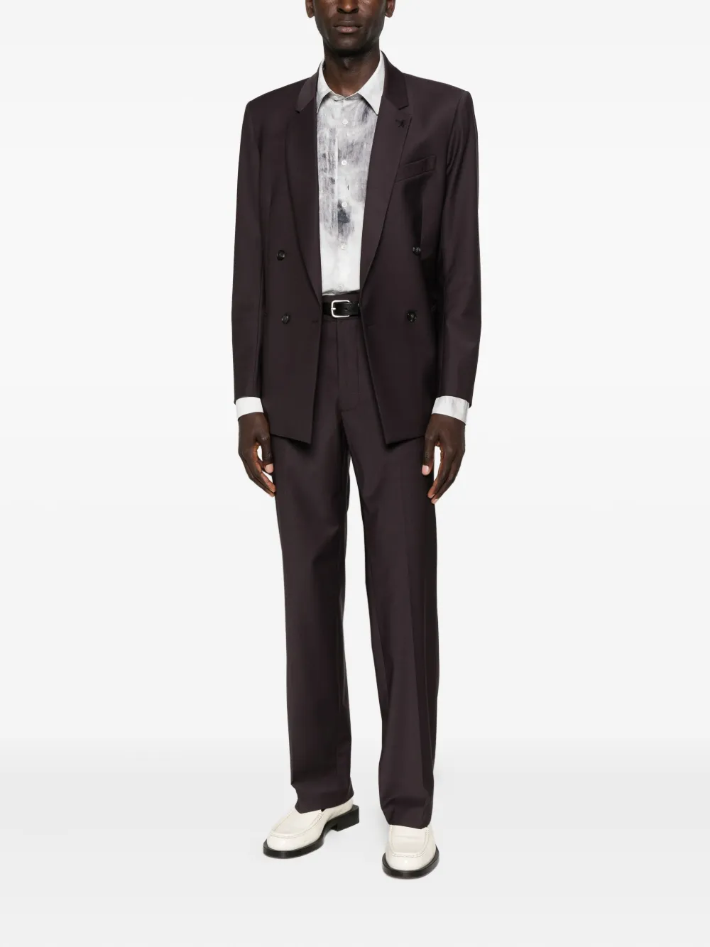 Patrizia Pepe Double-breasted Wool Blazer In Burgundy
