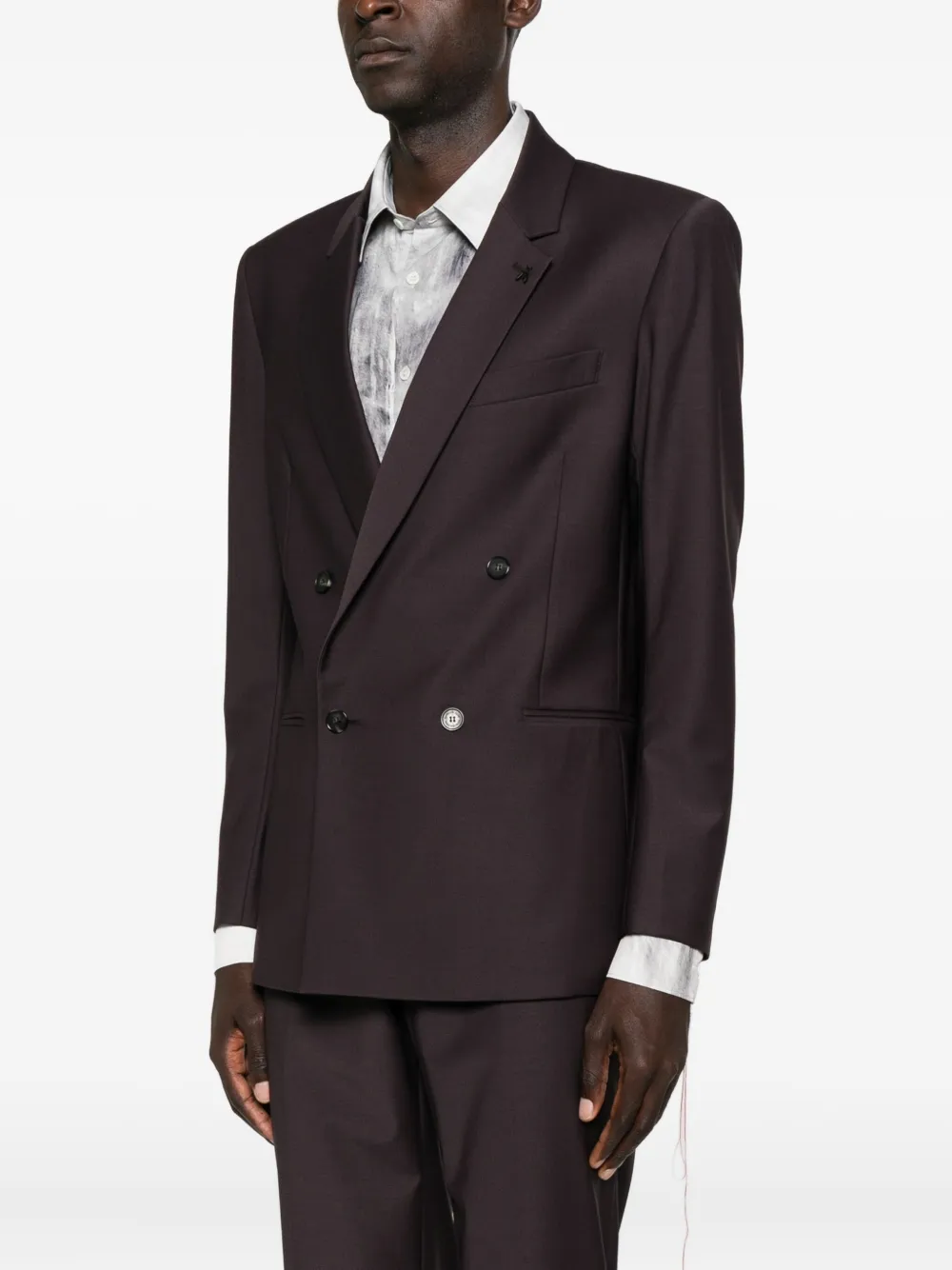 Patrizia Pepe Double-breasted Wool Blazer In Burgundy