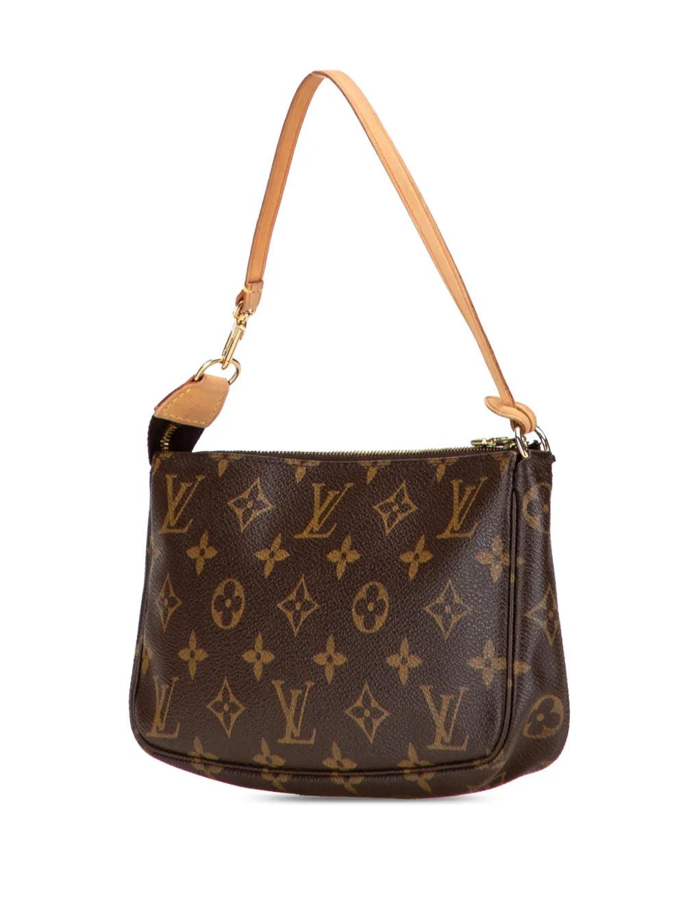 Pre-owned Louis Vuitton 2007 Monogram Pochette Accessoires Shoulder Bag In Brown
