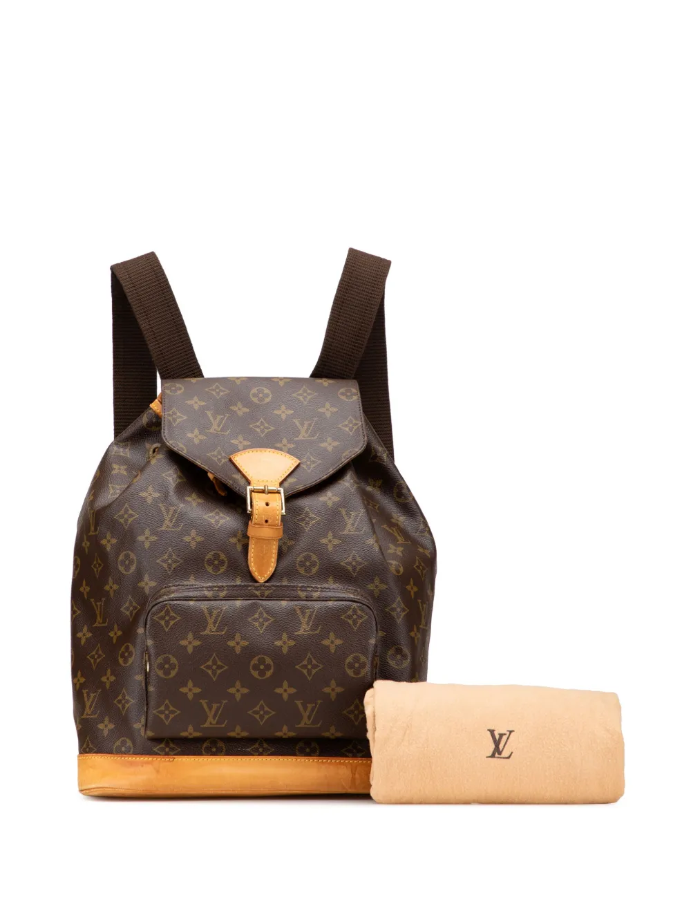 Pre-owned Louis Vuitton 1996 Monogram Montsouris Gm Backpack In Brown