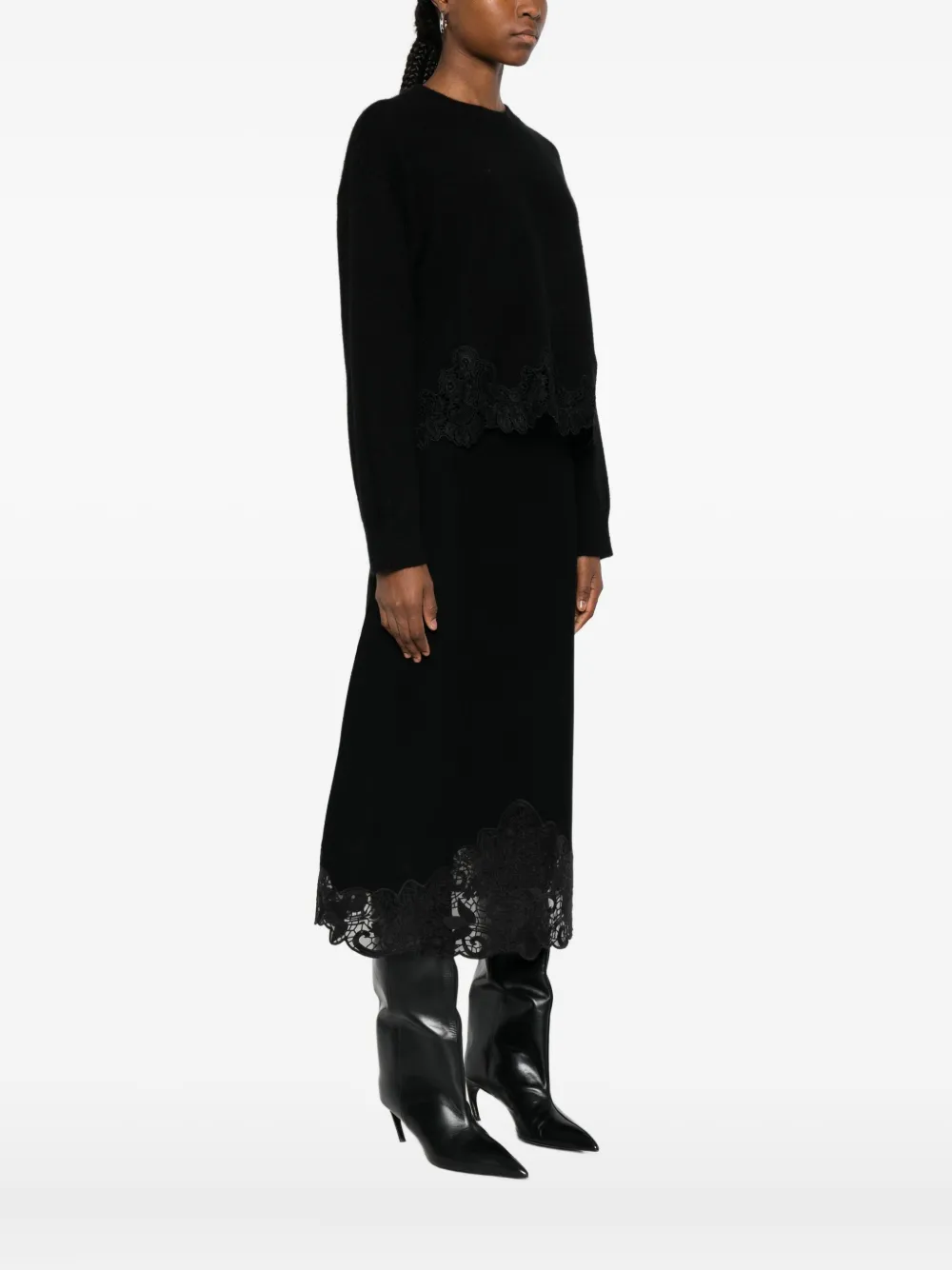 Twinset Lace-detail Sweater In Black