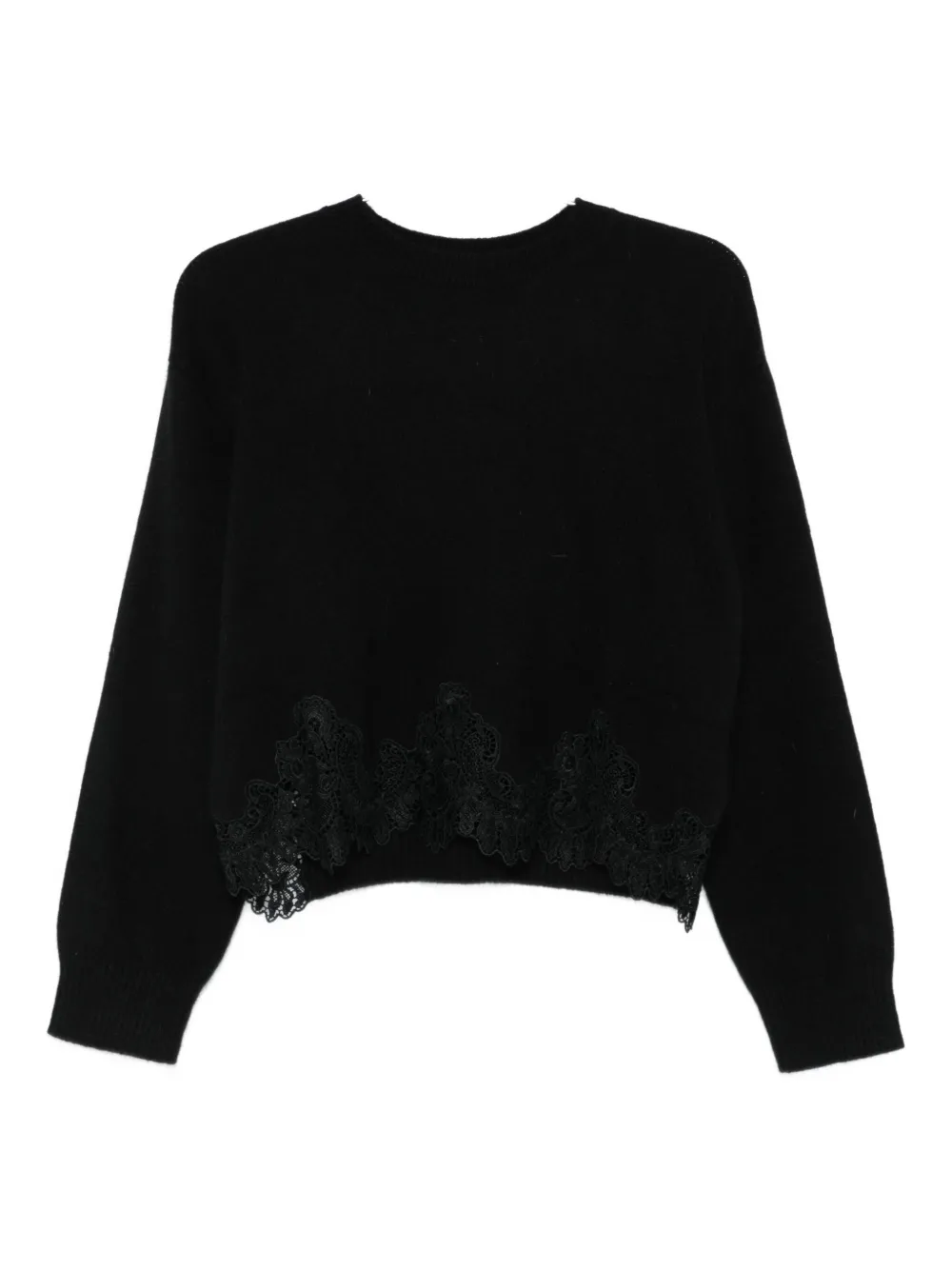 Twinset Lace-detail Sweater In Black