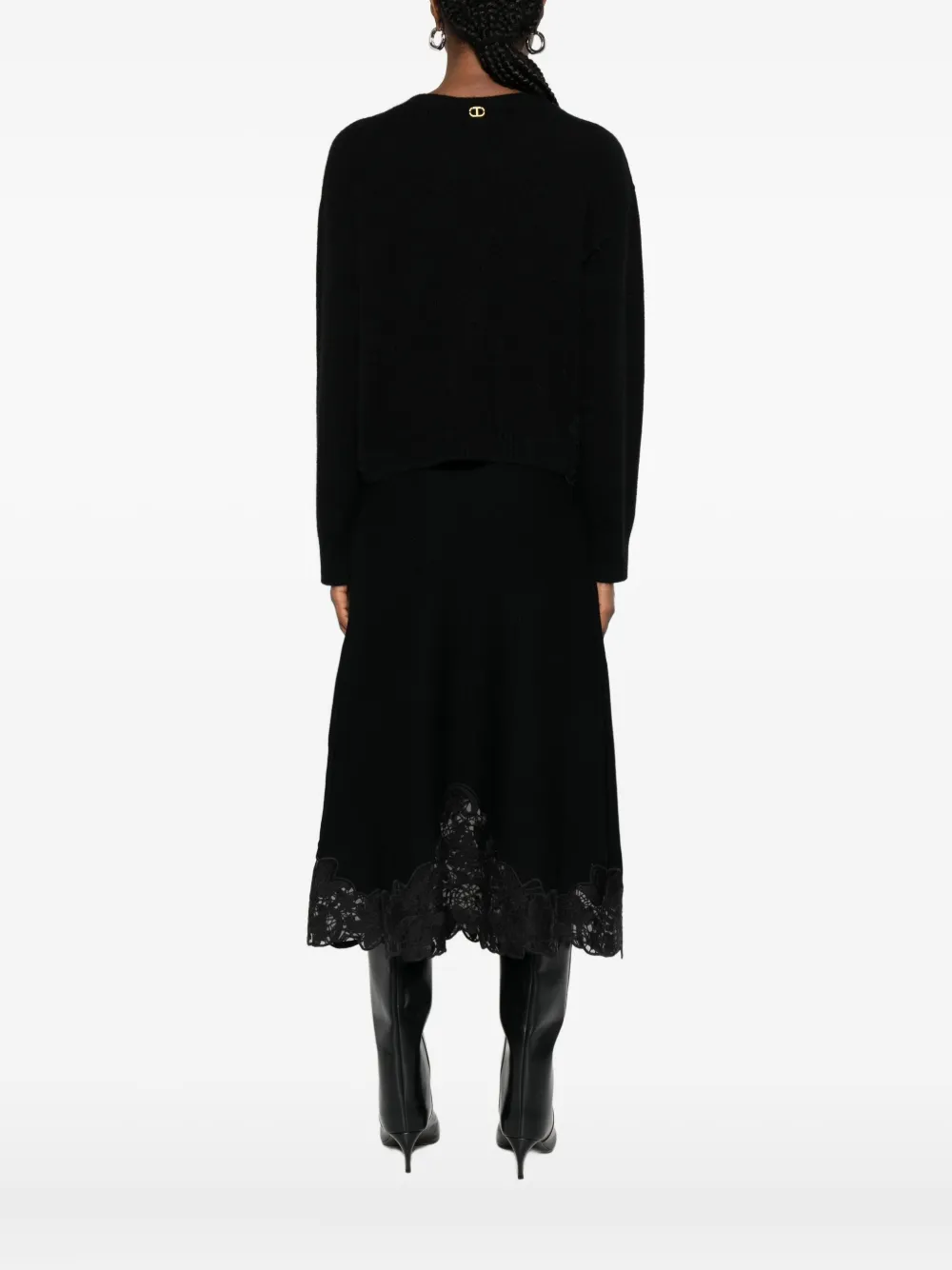 Twinset Lace-detail Sweater In Black