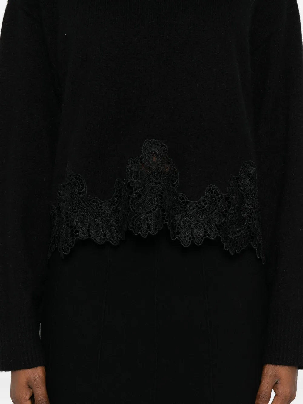 Twinset Lace-detail Sweater In Black