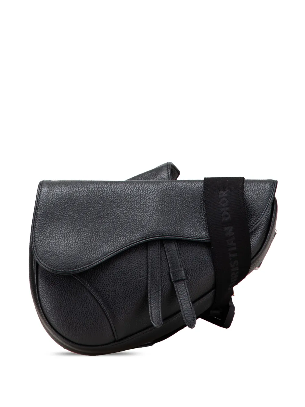 Christian Dior Pre-Owned 2019 Kim Jones Grained Calfskin Saddle Bag crossbody bag | Black | Image 1