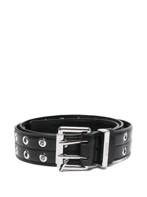 NEW GANNI double eyelet safety pin belt in black 24627315_54622117_1000.jpg main image 4