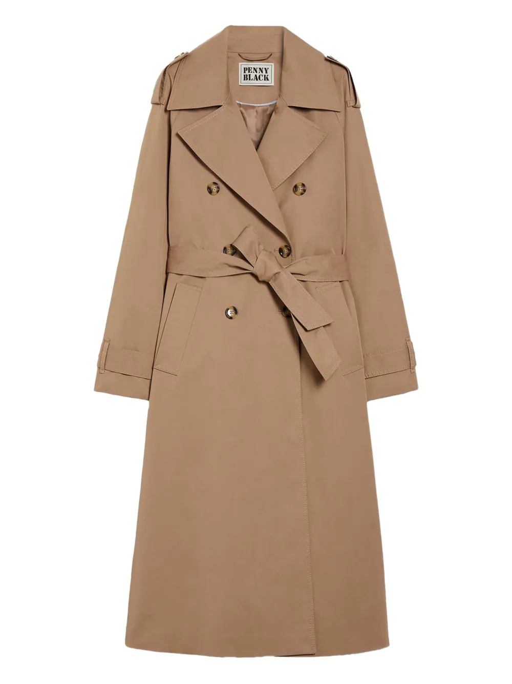 Pennyblack Double-breasted Belted Coat In Brown