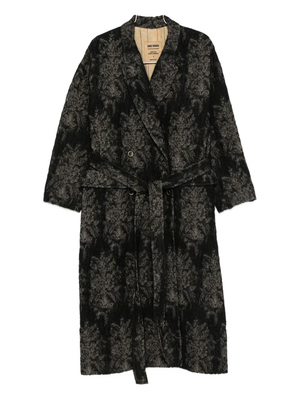 Uma Wang floral-pattern belted coat | Black | Image 1